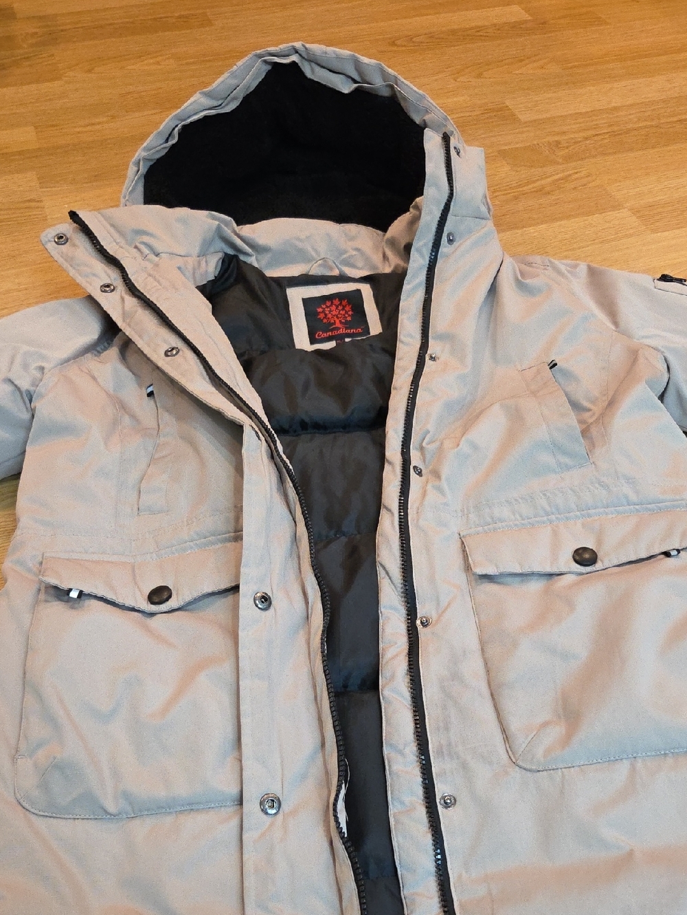 Light Gray Ladies Hooded Winter Parka Jacket